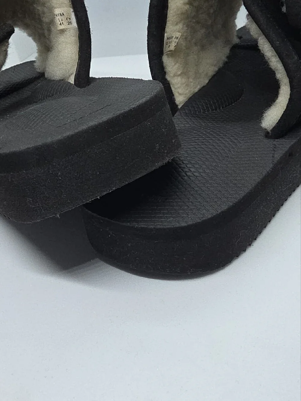 Suicoke Black Quilted Slide Sandals